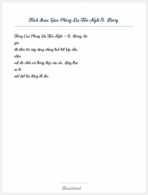Trích đoạn Gian Phòng Du Tiên Nghi O. Henry