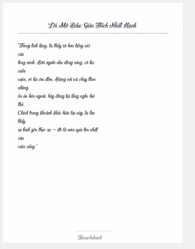 Trích đoạn Giản Thích Nhất Hạnh