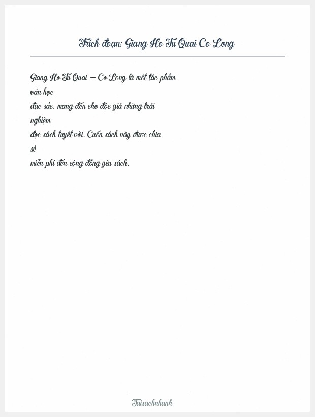 Trích đoạn Giang Ho Tu Quai Co Long
