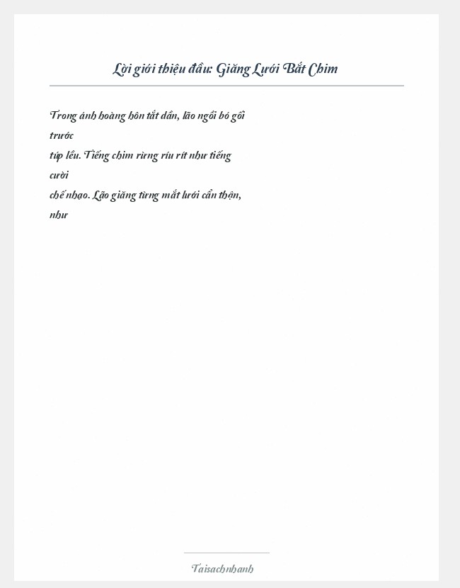 Trích đoạn Giăng Lưới Bắt Chim