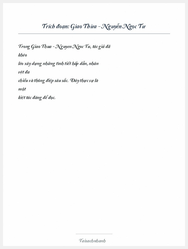 Trích đoạn Giao Thừa - Nguyễn Ngọc Tư