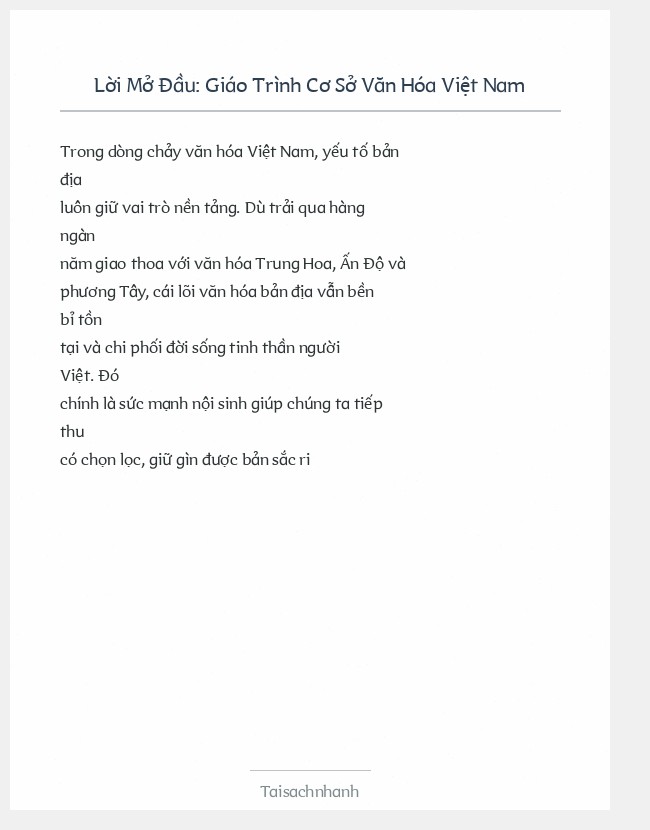 Trích đoạn Giáo Trình Cơ Sở Văn Hóa Việt Nam