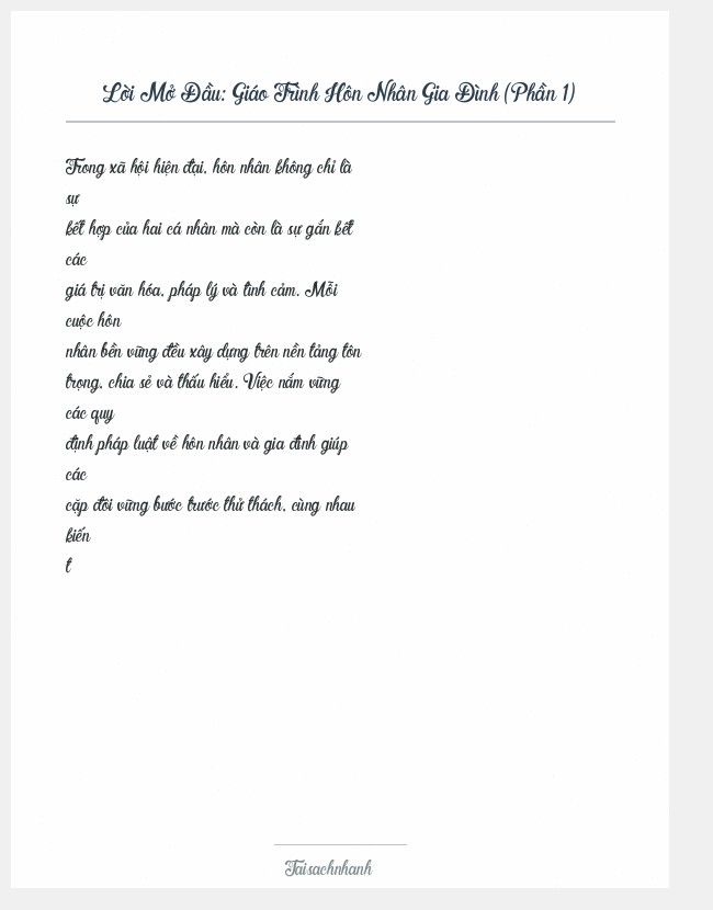Trích đoạn Giáo Trình Hôn Nhân Gia Đình (Phần 1)