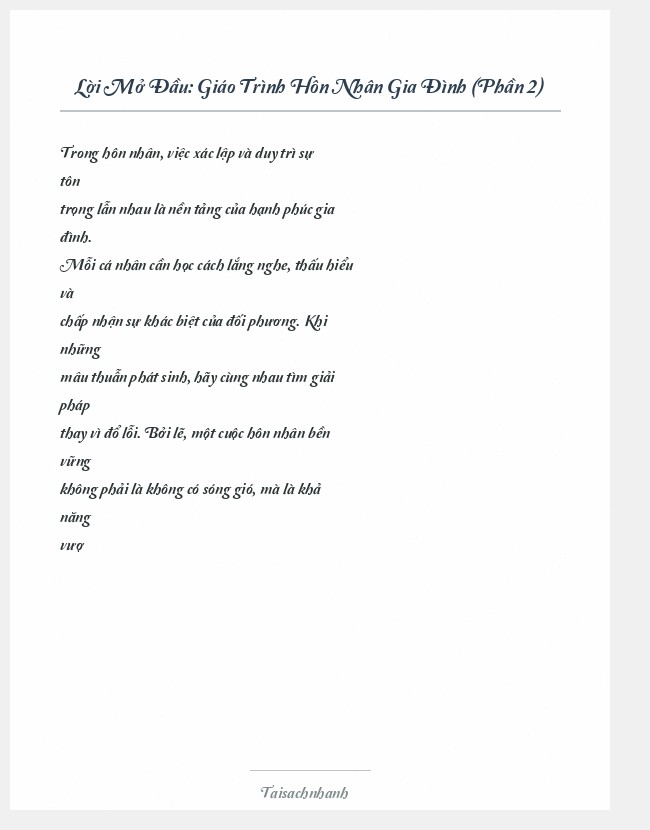 Trích đoạn Giáo Trình Hôn Nhân Gia Đình (Phần 2)