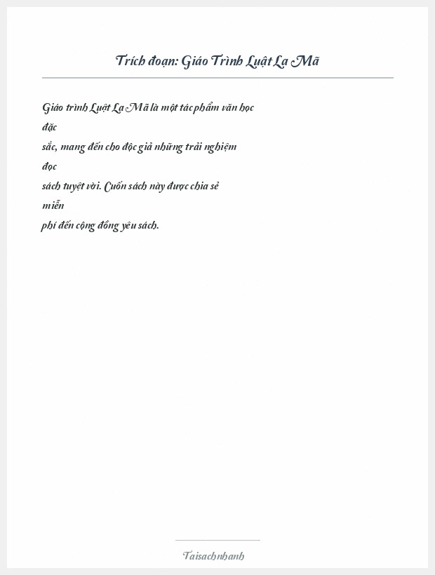 Trích đoạn Giáo Trình Luật La Mã