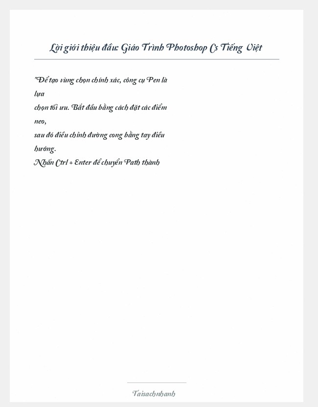 Trích đoạn Giáo Trình Photoshop Cs Tiếng Việt