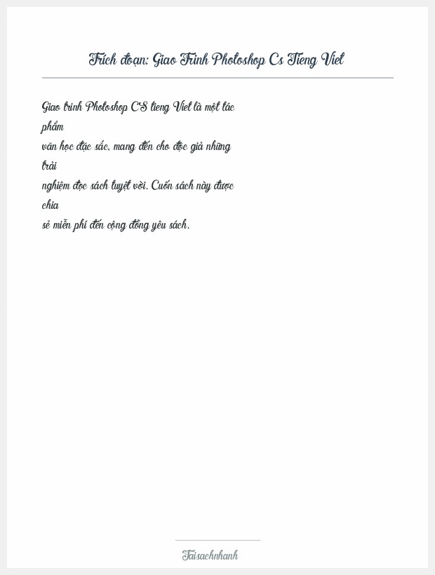Trích đoạn Giao Trinh Photoshop Cs Tieng Viet