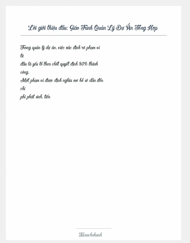 Trích đoạn Giáo Trình Quản Lý Dự Án Tổng Hợp