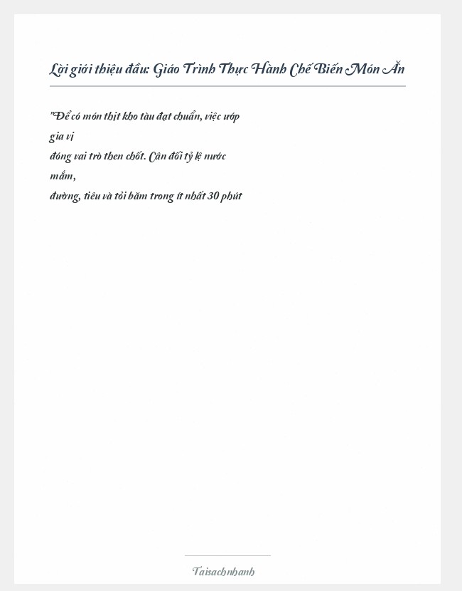 Trích đoạn Giáo Trình Thực Hành Chế Biến Món Ăn