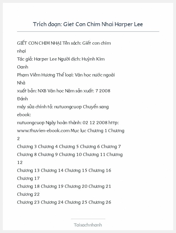 Trích đoạn Giet Con Chim Nhai Harper Lee