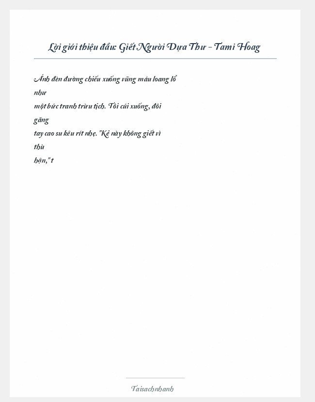 Trích đoạn Giết Người Dựa Thư - Tami Hoag