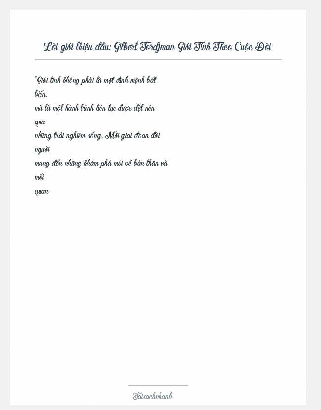 Trích đoạn Gilbert Tordjman Giới Tính Theo Cuộc Đời