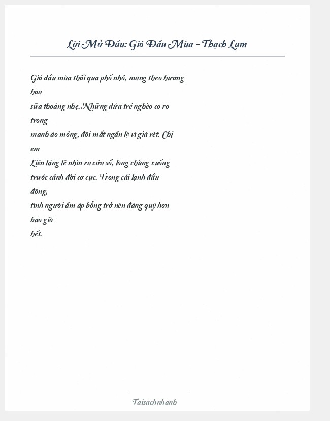 Trích đoạn Gió Đầu Mùa - Thạch Lam