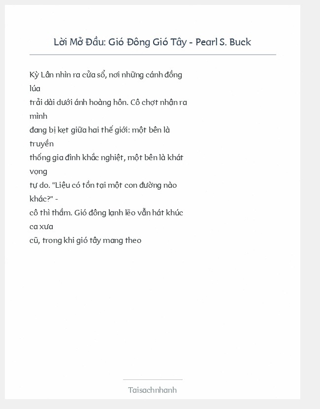 Trích đoạn Gió Đông Gió Tây - Pearl S. Buck