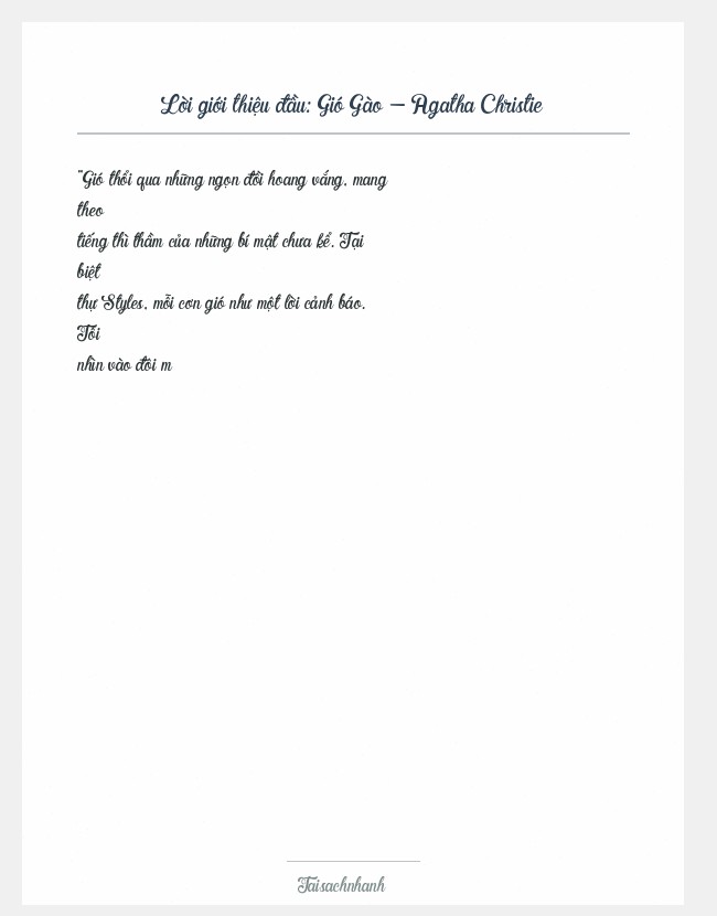 Trích đoạn Gió Gào - Agatha Christie