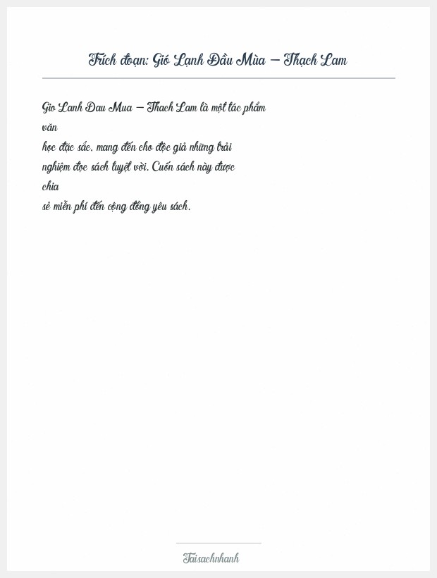 Trích đoạn Gió Lạnh Đầu Mùa - Thạch Lam