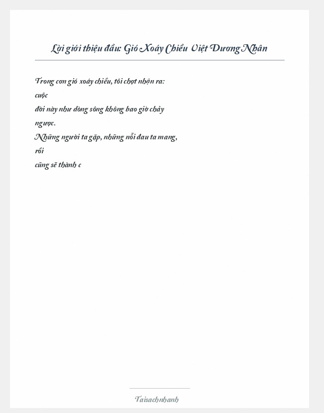 Trích đoạn Gió Xoáy Chiều Việt Dương Nhân