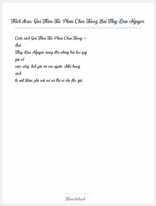 Trích đoạn Gioi Thieu Tac Pham Chan Tuong Bui Thuy Dao Nguyen