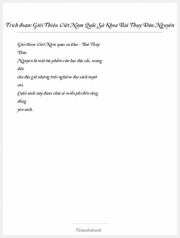 Trích đoạn Giới Thiệu Việt Nam Quốc Sử Khoa Bùi Thụy Đào Nguyên