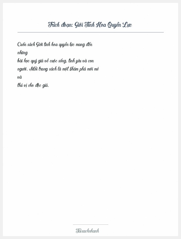 Trích đoạn Giới Tinh Hoa Quyền Lực