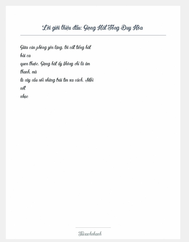 Trích đoạn Giọng Hát Tông Duy Hòa