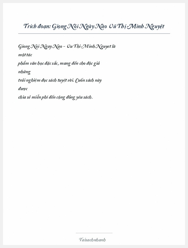 Trích đoạn Giọng Nói Ngày Nào Vũ Thị Minh Nguyệt