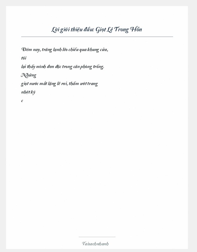 Trích đoạn Giọt Lệ Trong Hồn