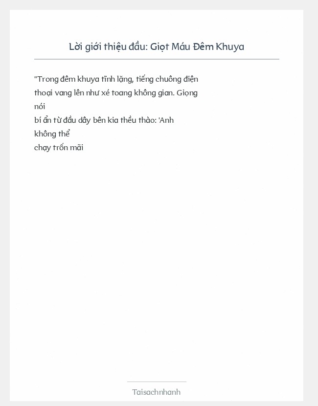 Trích đoạn Giọt Máu Đêm Khuya