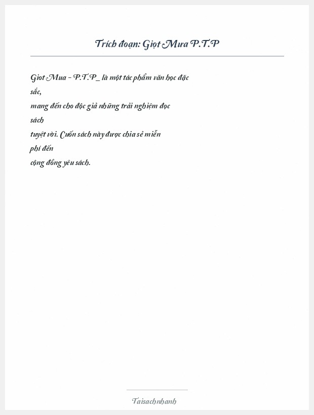 Trích đoạn Giọt Mưa P.T.P