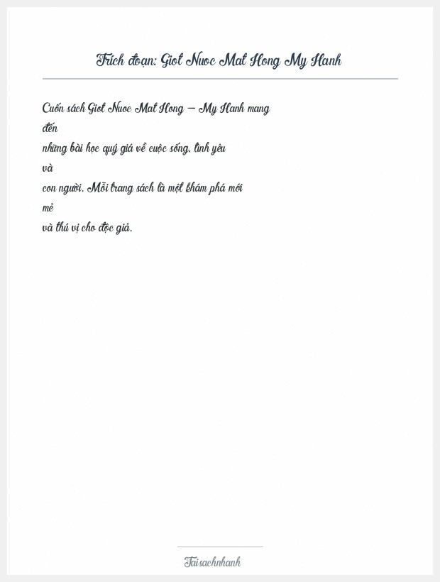 Trích đoạn Giot Nuoc Mat Hong My Hanh