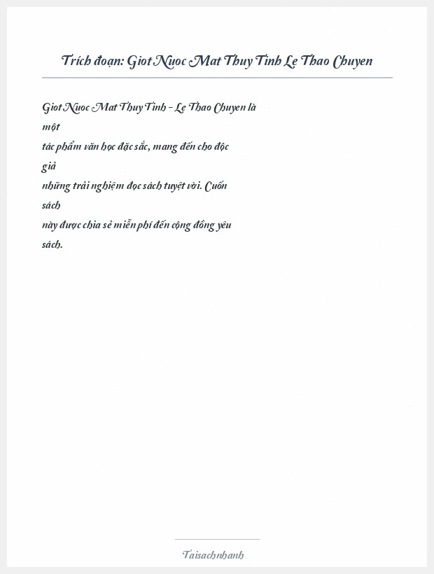 Trích đoạn Giot Nuoc Mat Thuy Tinh Le Thao Chuyen