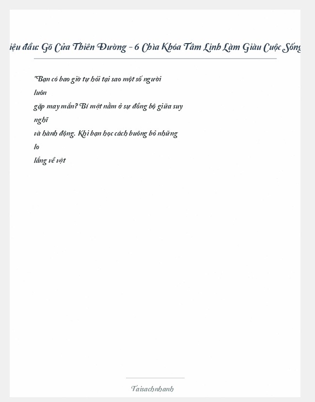 Trích đoạn Gõ Cửa Thiên Đường - 6 Chìa Khóa Tâm Linh Làm Giàu Cuộc Sống - Jeffrey