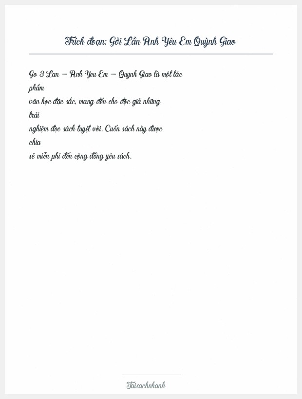 Trích đoạn Gởi Lần Anh Yêu Em Quỳnh Giao