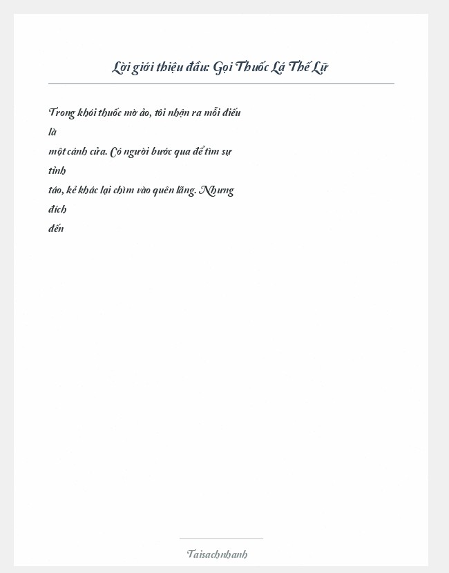 Trích đoạn Gọi Thuốc Lá Thế Lữ