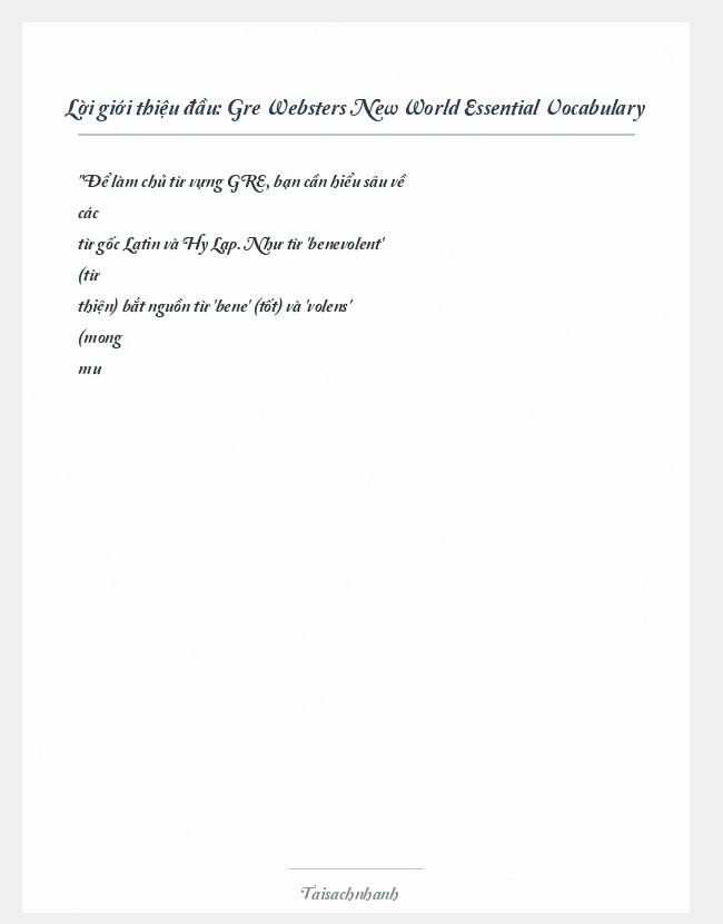 Trích đoạn Gre Websters New World Essential Vocabulary
