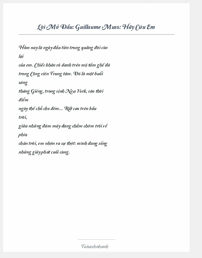 Trích đoạn Guillaume Muso: Hãy Cứu Em