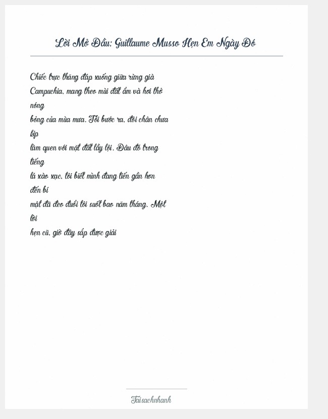 Trích đoạn Guillaume Musso Hẹn Em Ngày Đó