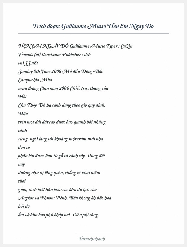 Trích đoạn Guillaume Musso Hen Em Ngay Do