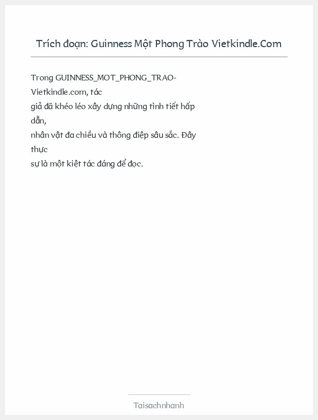 Trích đoạn Guinness Một Phong Trào Vietkindle.Com