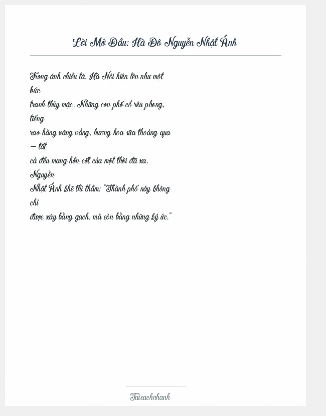 Trích đoạn Hà Đô Nguyễn Nhật Ánh