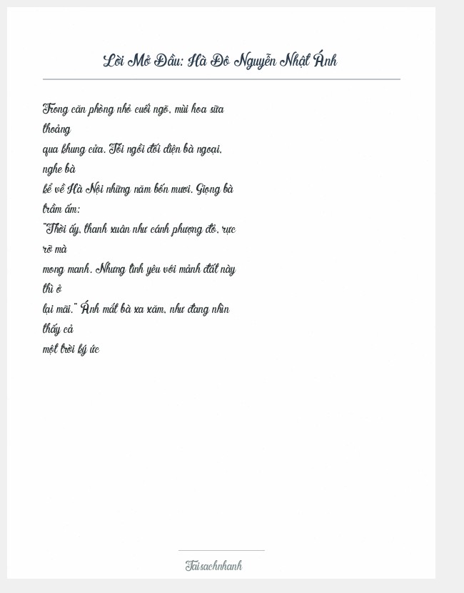 Trích đoạn Hà Đô Nguyễn Nhật Ánh