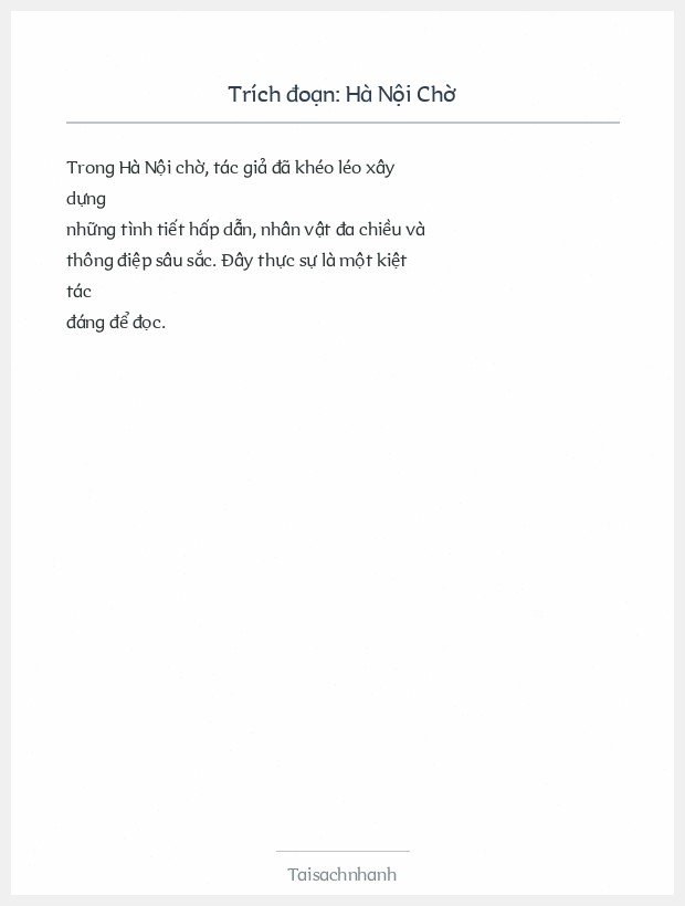 Trích đoạn Hà Nội Chờ