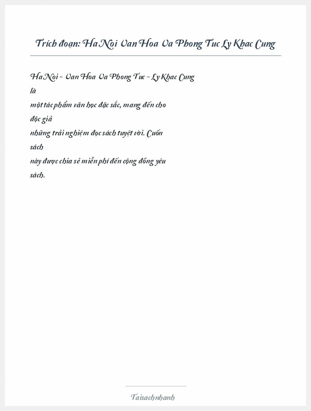 Trích đoạn Ha Noi Van Hoa Va Phong Tuc Ly Khac Cung