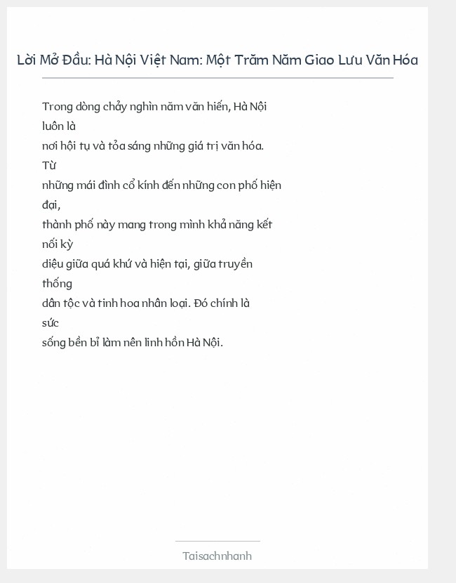 Trích đoạn Hà Nội Việt Nam: Một Trăm Năm Giao Lưu Văn Hóa