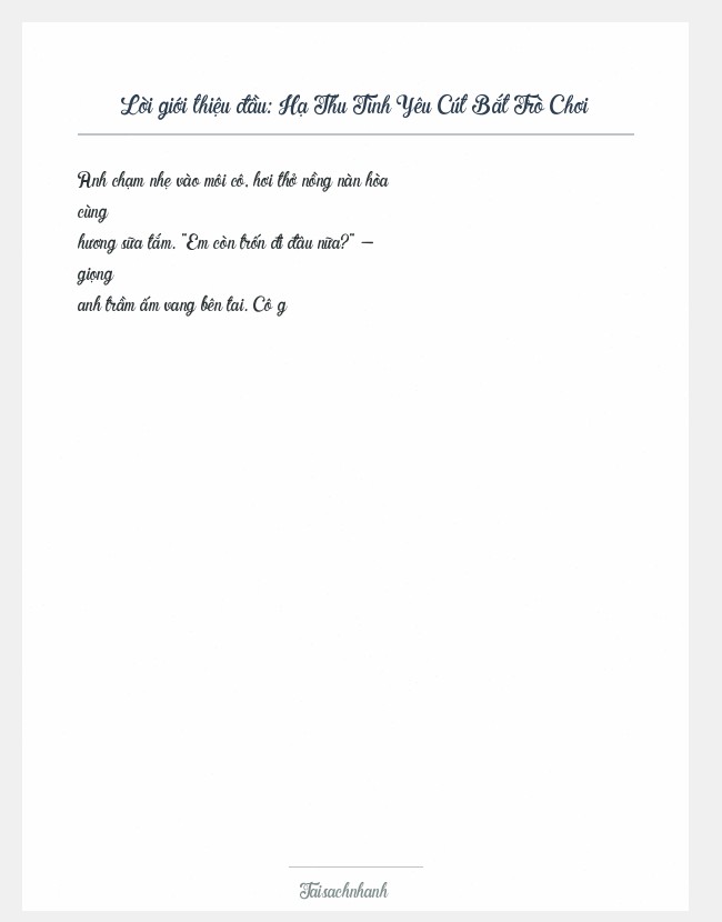 Trích đoạn Hạ Thu Tình Yêu Cút Bắt Trò Chơi