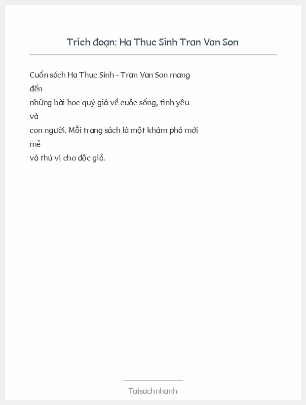 Trích đoạn Ha Thuc Sinh Tran Van Son