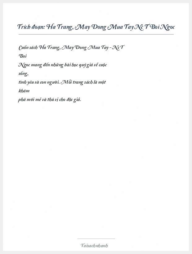 Trích đoạn Ha Trang, May Dong Mua Tay Nc T Boi Ngoc