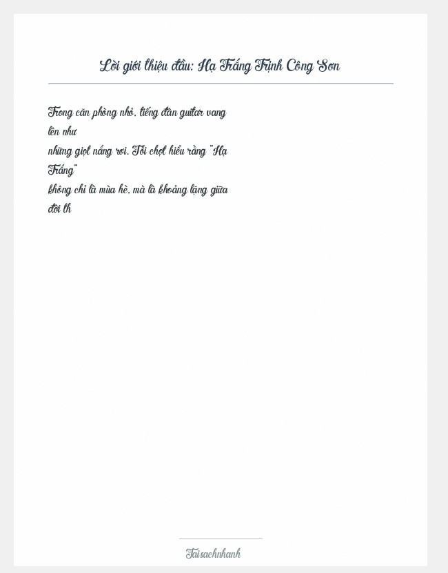 Trích đoạn Hạ Trắng Trịnh Công Sơn