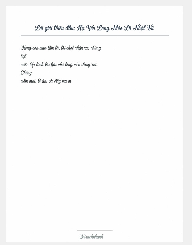 Trích đoạn Hạ Yến Long Mèo Lũ Nhật Vũ