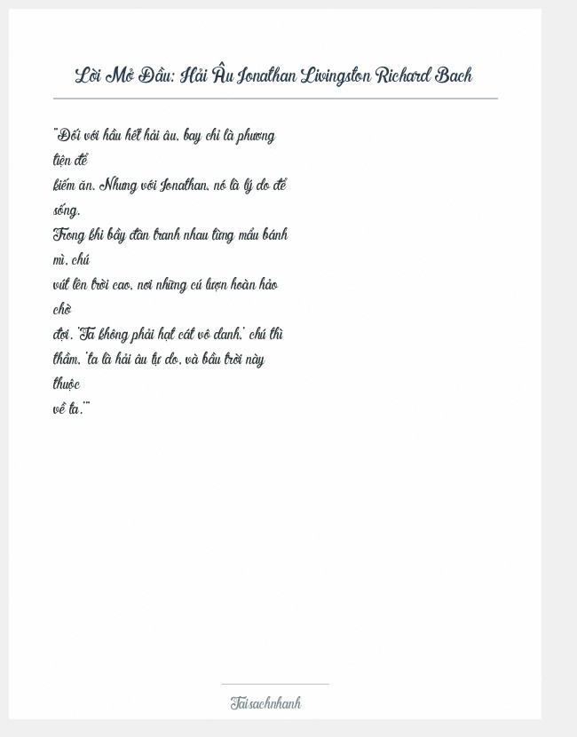 Trích đoạn Hải Âu Jonathan Livingston Richard Bach